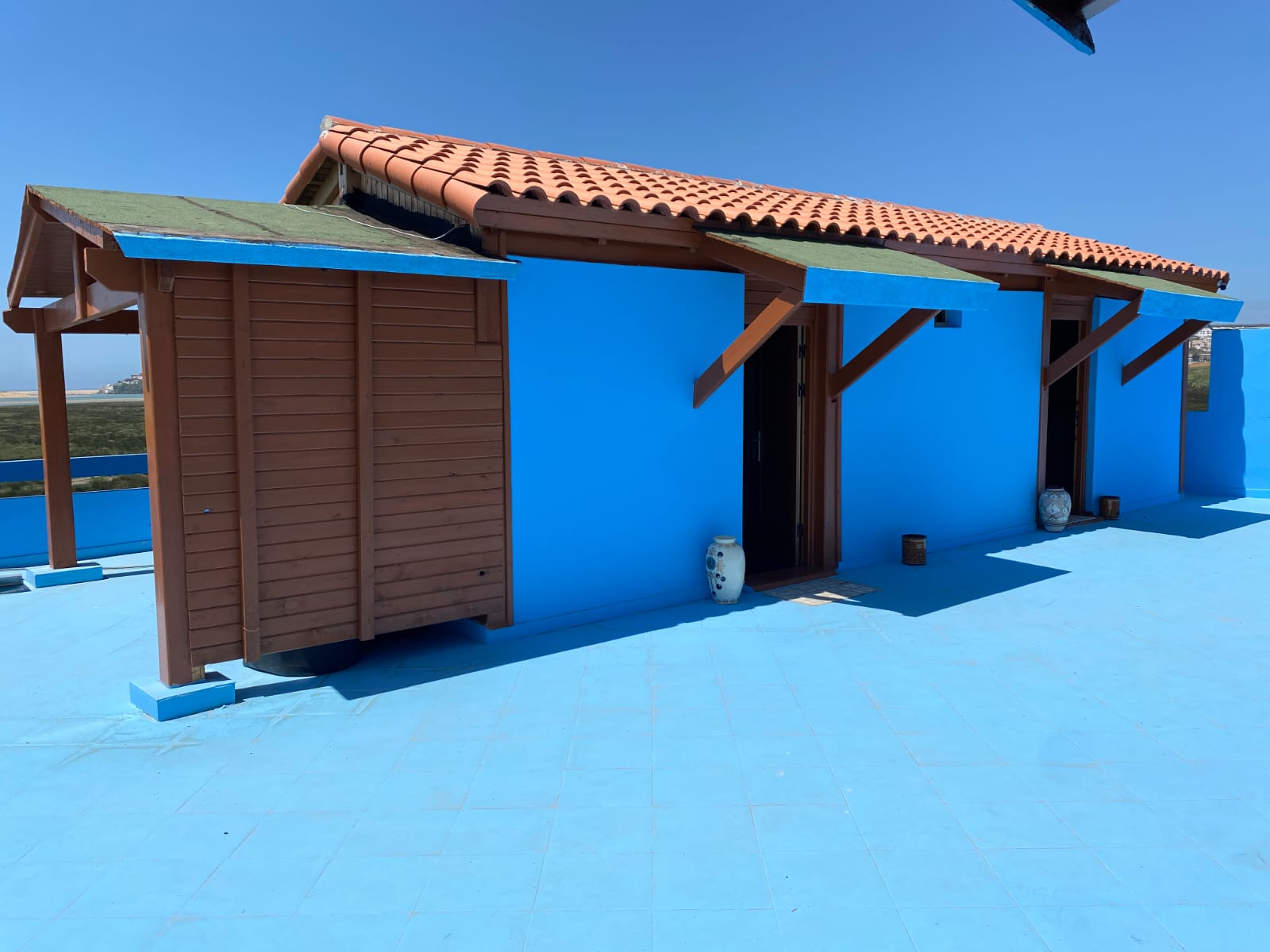 Terrace with lagoon views