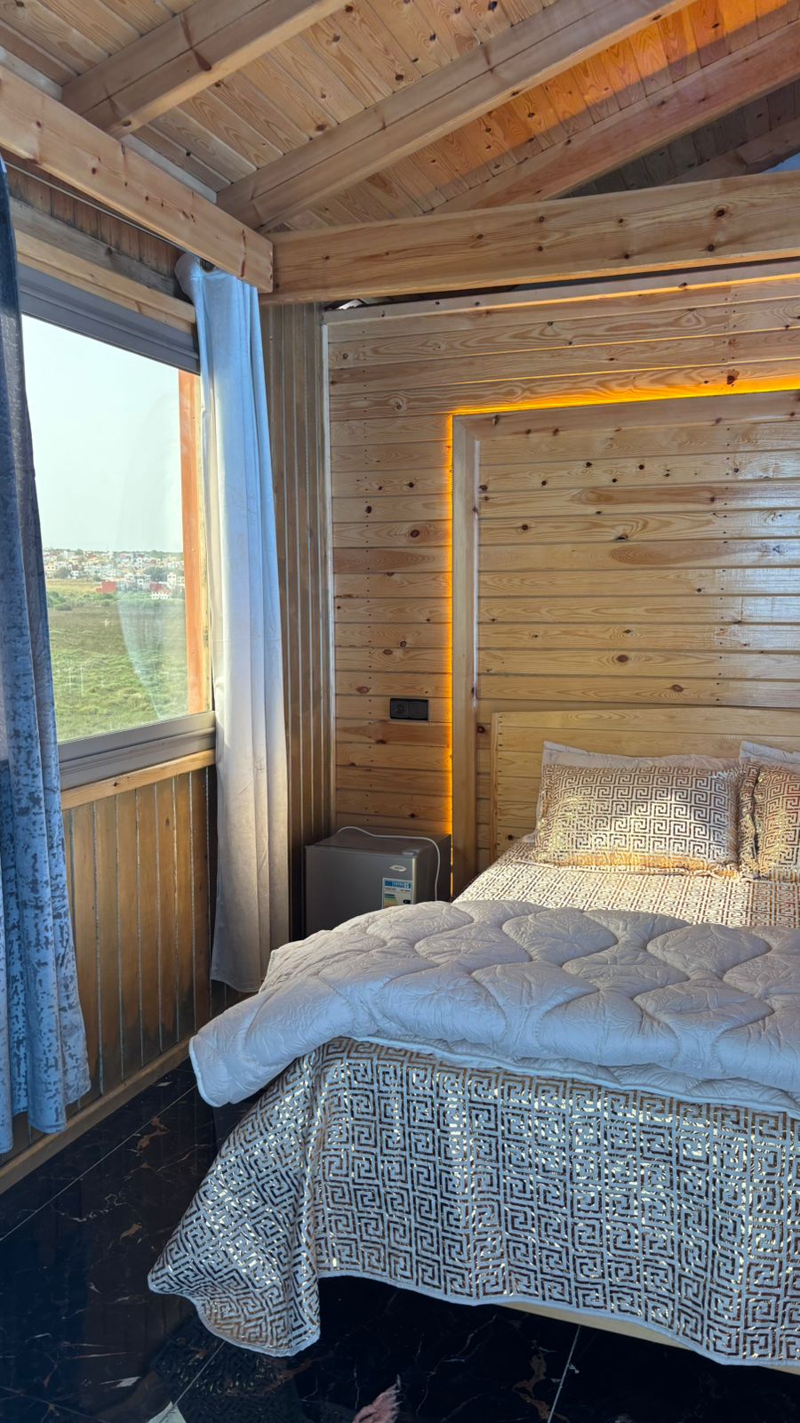 Cabin with town view