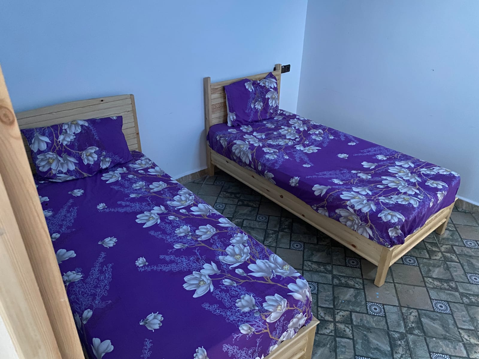 Twin purple beds
