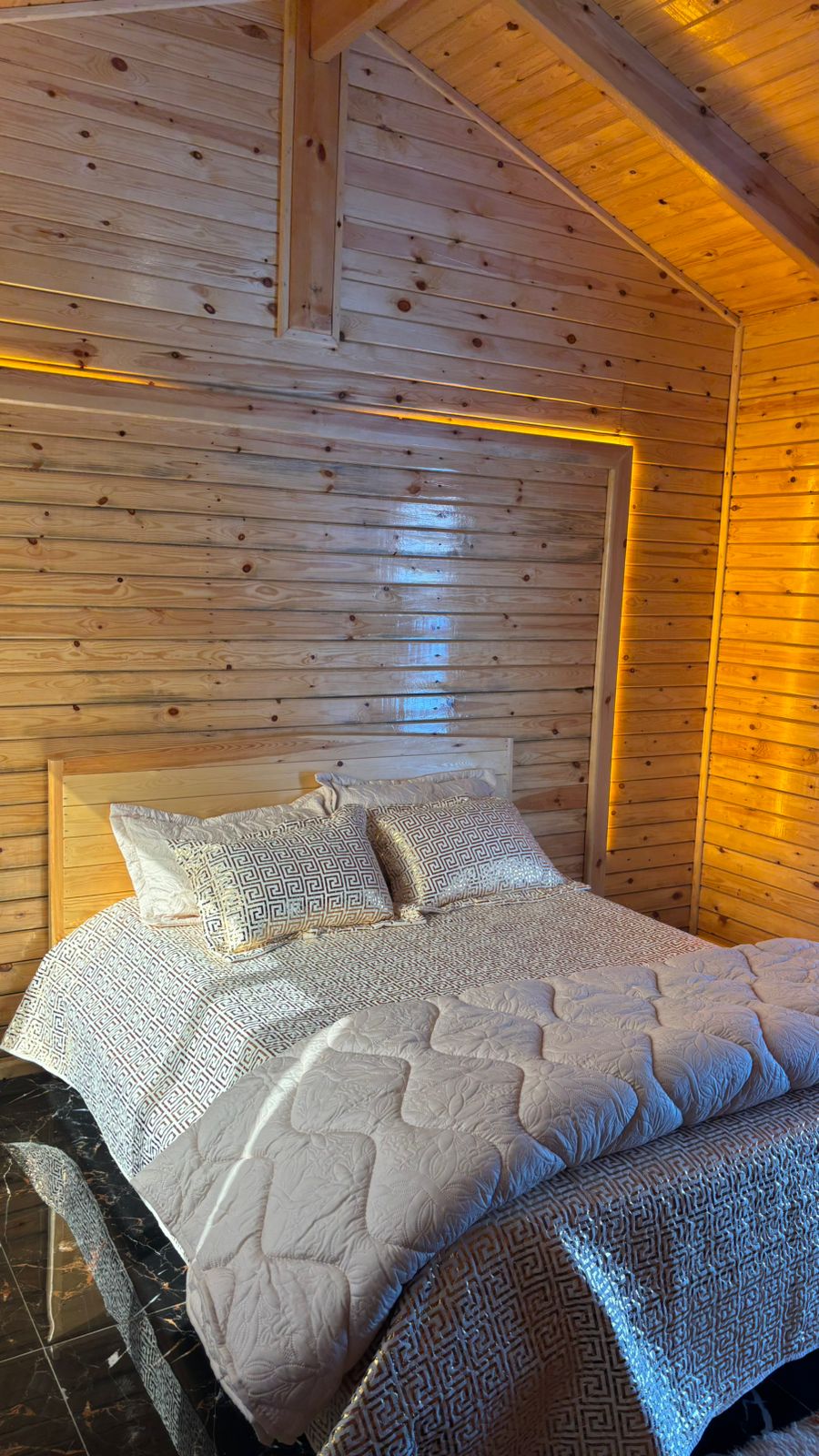 Wooden cabin with LED